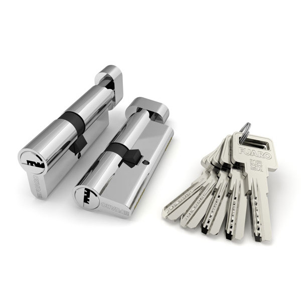 Цилиндровый механизм Fuaro (Фуаро) с вертушкой R602/80 mm-BL (35+10+35) CP хром 5 кл. БЛИСТЕР