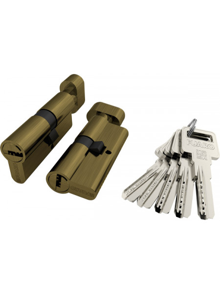 Цилиндровый механизм Fuaro (Фуаро) с вертушкой R602/60 mm (25+10+25) AB бронза 5 кл.