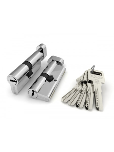 Цилиндровый механизм Fuaro (Фуаро) с вертушкой R602/90 mm (45+10+35) CP хром 5 кл.
