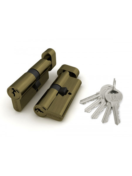 Цилиндровый механизм Fuaro (Фуаро) с вертушкой 100 ZM 60 mm (25+10+25) AB бронза 5 кл.