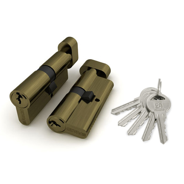 Цилиндровый механизм Fuaro (Фуаро) с вертушкой 100 ZM 60 mm (25+10+25) AB бронза 5 кл. Цилиндровый механизм Fuaro (Фуаро) с вертушкой 100 ZM 60 mm (25+10+25) AB бронза 5 кл.