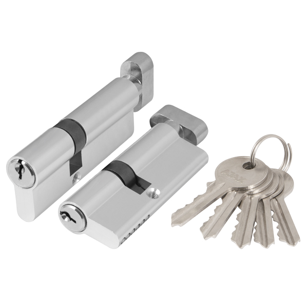 Цилиндровый механизм Ajax (Аякс) с вертушкой AX102/80 mm (35+10+35) CP хром 5 кл. Цилиндровый механизм Ajax (Аякс) с вертушкой AX102/80 mm (35+10+35) CP хром 5 кл.