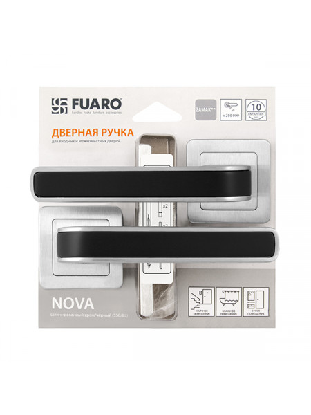 Ручка раздельная Fuaro (Фуаро) NOVA XM/HD SSC/BL-16 сатин хром/черный